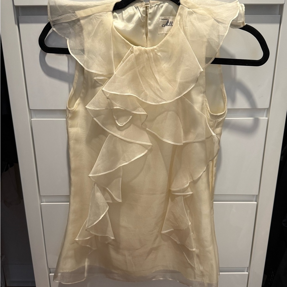 Milly Silk Organza Ivory Blouse